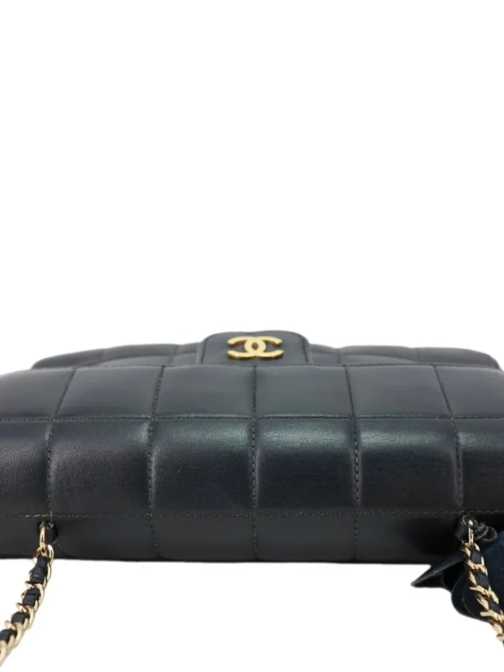 Chanel  Camellia Chocolate Bar Flap Mini Quilted Lambskin Leather Crossbody Bag